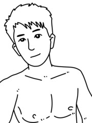 black and white of cute man cartoon for coloring