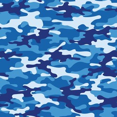 blue modern army vector camouflage print, seamless pattern for clothing headband or print.