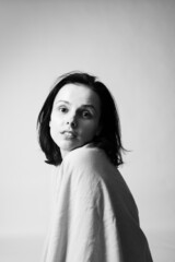 beautiful woman black and white photography