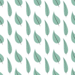 flower pattern - cute green plant leaves on a white background