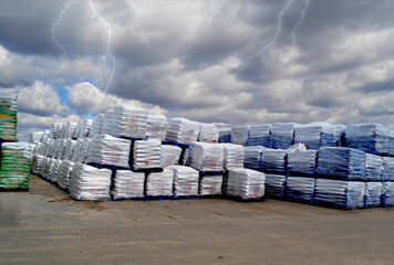 Agricultual Shipment with Lightening in the Sky