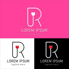 letter R For Rose logo vector design - obrazy, fototapety, plakaty