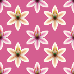 Lily flower. Valentine holiday seamless pattern design.