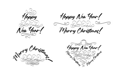 Christmas and new year logo design. Use it for print or web holiday pattern, card or package design. Vector illustration.