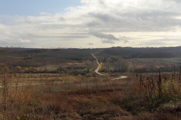 rural landscape road going to the mountains