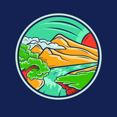 Colorful round retro emblem vector illustration ready to print