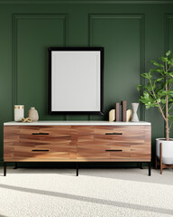 Emerald Green Room with Dresser and Frame