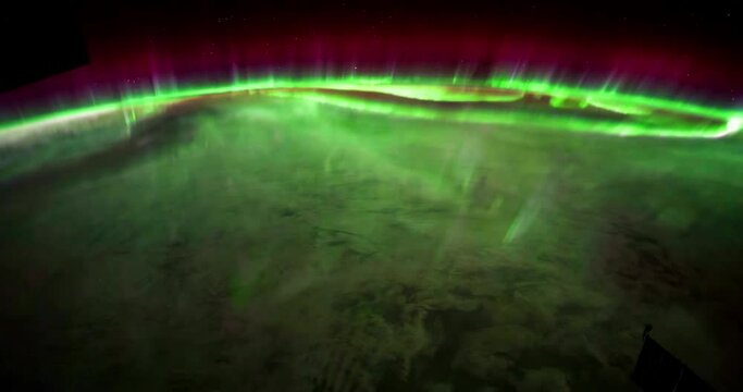 Amazing Aurora Borealis. CLEAN. AI software used to denoise the time-lapse image. Elements of this image furnished by NASA