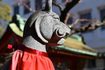 Obraz premium Stone statue of a fox, Kyoto, Japan.