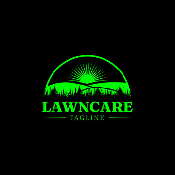 Lawn Care Logo Design With Dark Background