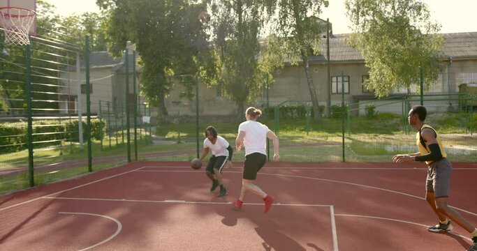 Basketball players have a training outdoor at playground