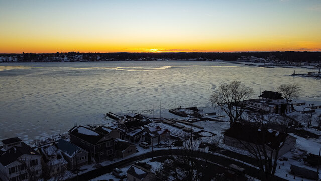 Beautiful sunset over the Sodus Point Bay in Sodus Point New York