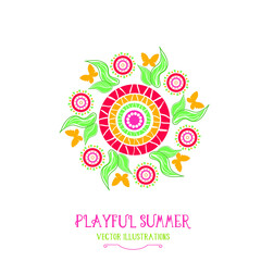 Summer floral decorative illustration