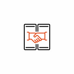 Deal Online Handshake Outline Icon, Logo, and illustration