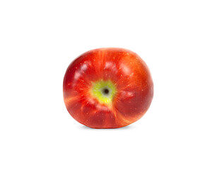 A fresh red apple highlighted on a white background.