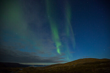 Fototapeta na wymiar Northern Lights in Nordkapp, Northern Norway. Europe