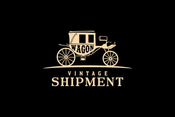 Vintage carriage wagon cart medieval illustration design inspiration