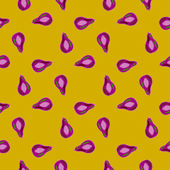 Pears of seamless pattern. Hand drawn background fruit.
