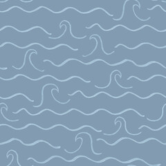 Obraz premium Blue watercolour ocean waves seamless pattern. Calm and peaceful. Perfect for fabric, wallpaper, scrapbooking and stationery. Surface pattern design.