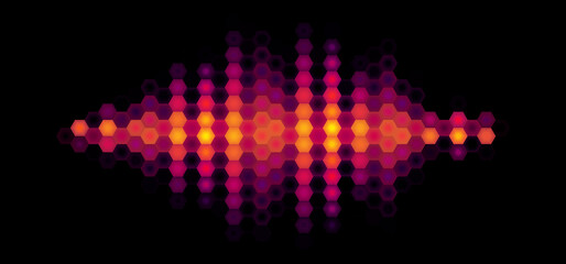 Audio or music shiny sound waveform with hexagonal filter