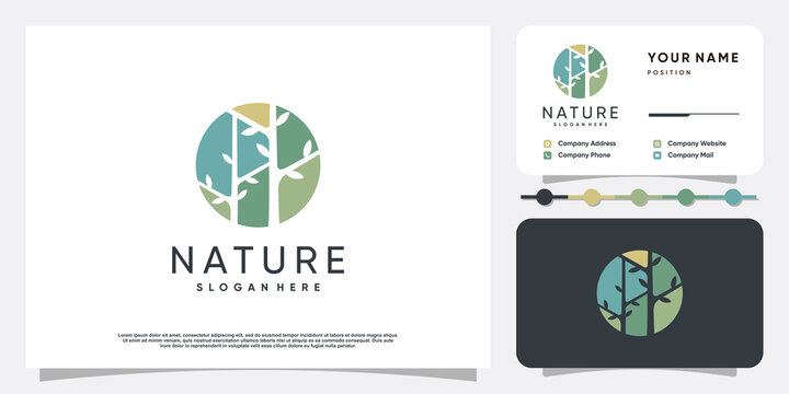 Nature logo concept with creative element style Premium Vector