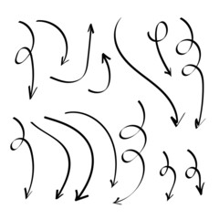 Set of hand drawn vector arrows.