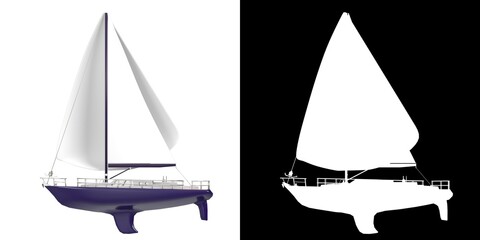 3D rendering illustration of a regatta sailboat