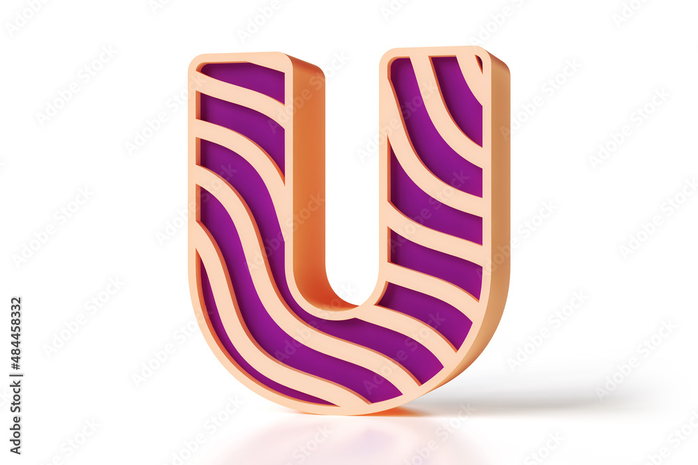 Fototapete wavy alphabet letter u in 3d. great graphic resource for text compositions for greeting cards, party