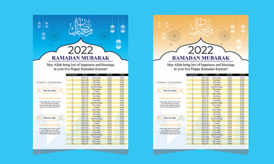 Ramadan time table Vector illustration