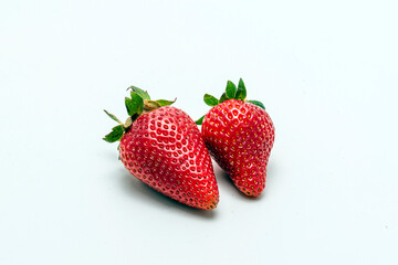 fresh strawberries on white background