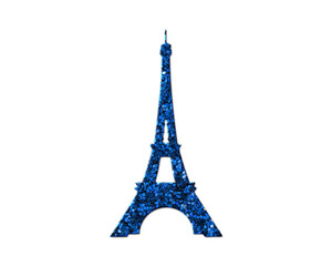 Fototapeta na wymiar Eiffel Tower Paris, France Glitter Blue Icon Logo Symbol illustration