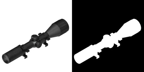 3D rendering illustration of a rifle scope