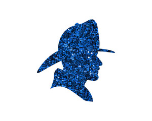 Firefighter, Fireman Responder Glitter Blue Icon Logo Symbol illustration