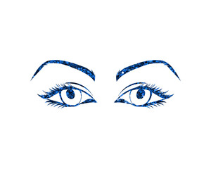 Female Woman girl Eyes Glitter Blue Icon Logo Symbol illustration