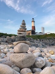 rocks on the beach, Montauk light house, zen