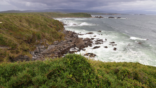 The coast near the mouth of the Rio Chepu on the island of Chiloe. Chile