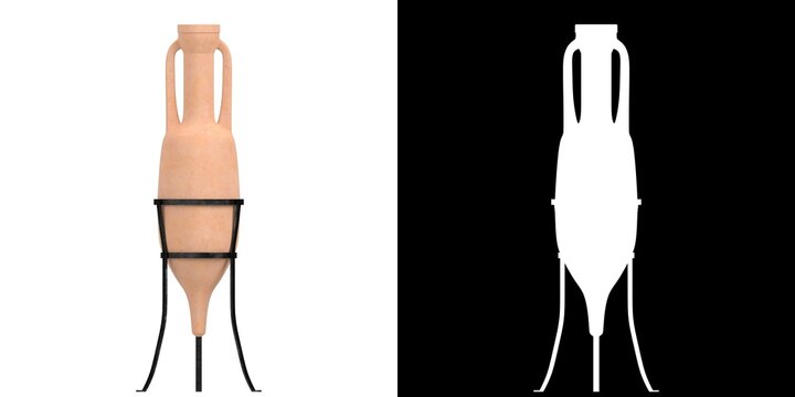 3D rendering illustration of a roman amphora on stand
