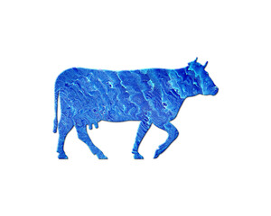 Cow Animal Blue Waves Icon Logo Symbol illustration