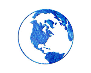 World Map Globe Blue Waves Icon Logo Symbol illustration