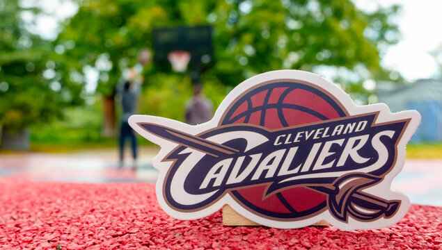 September 15, 2021, Springfield, USA, The Emblem Of The Basketball Club Cleveland Cavaliers On The Sports Field.