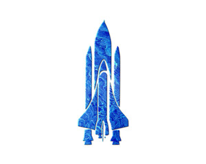Space Rocket Blue Waves Icon Logo Symbol illustration