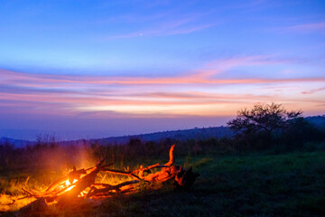 Campfire in Mutumba camp in Akagera National Park, Rwanda