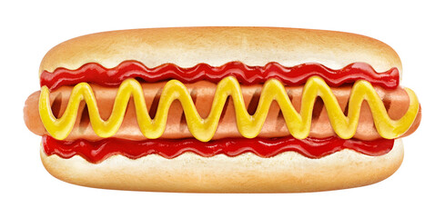 Very tasty hot dog, isolated on white background