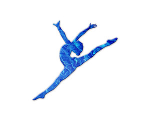Fototapeta na wymiar Ballet Female Dance Blue Waves Icon Logo Symbol illustration