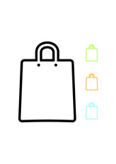 Paper fashion shopping bag. Simple line vector icon