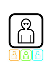 Receptionist at a hotel counter reception. Person. Man simple vector icon isolated