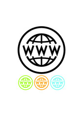 Internet website address. World Wide Web global WWW network. Vector icon isolated