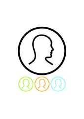 Human head profile. Person looking aside. Vector icon isolated