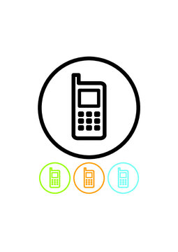 Retro mobile phone with antenna vector icon isolated