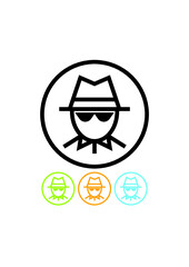 Mr. Spy vector icon. Secret agent intruder spying on you. Web security concept